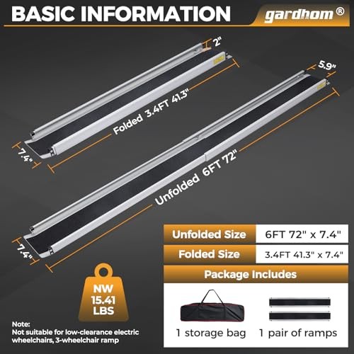 Gardhom 1pair wheelchair ramp - wheelchair,